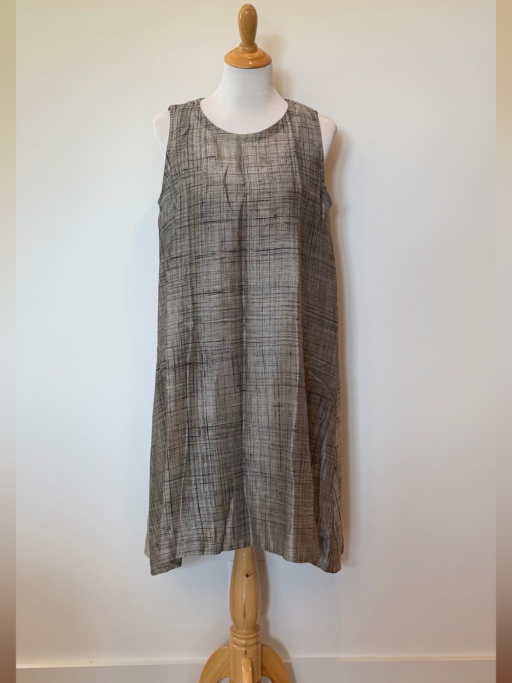 Eileen Fisher 2 Piece Silk and Cotton Milkwood Dress and 100% Silk Slip Dress M